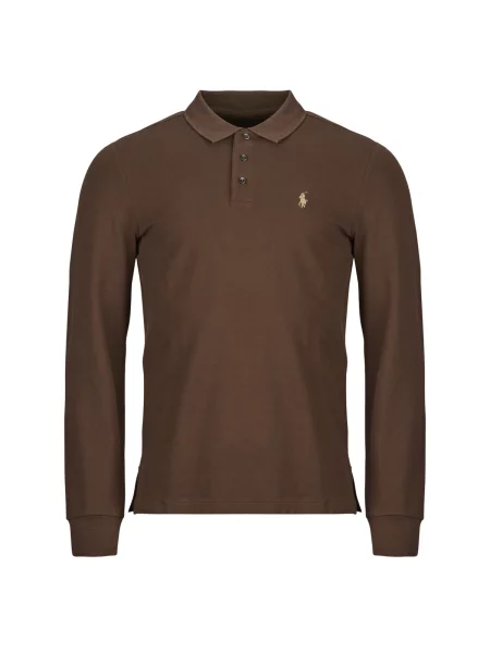 Tricou polo Polo Ralph Lauren plasă maro