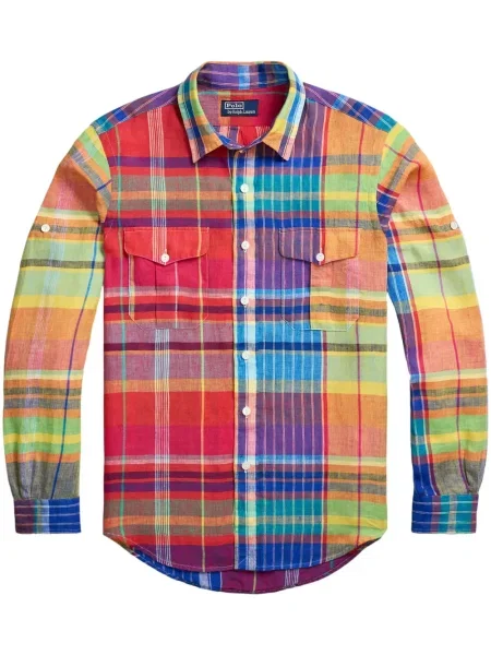 Slip de baie Polo Ralph Lauren cu broderie din piele de căprioară în carouri albastru