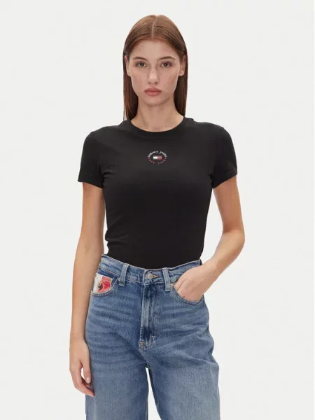 Tommy Jeans T-Shirt Tjw Slim Essential Logo 2 Tee czarny