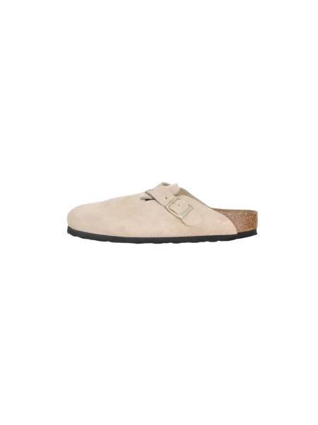 Klapki Birkenstock zamszowe beżowe