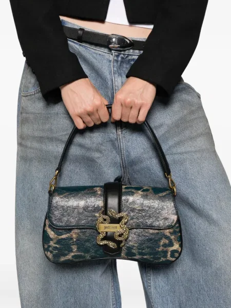 Geantă Just Cavalli cu imagine cu model leopard verde