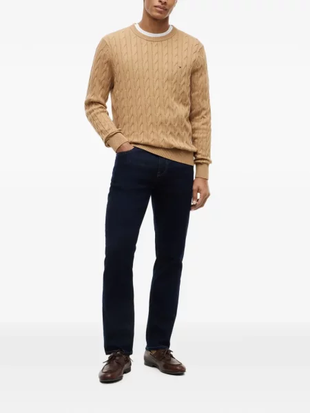 Pulover Tommy Hilfiger cu broderie maro