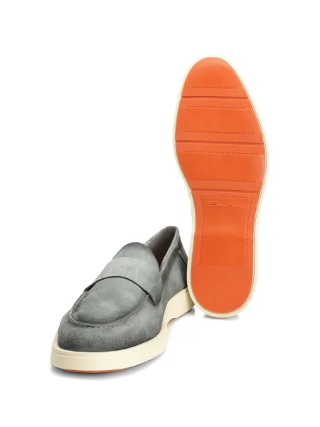 Pantofi loafer Santoni din piele de căprioară gri
