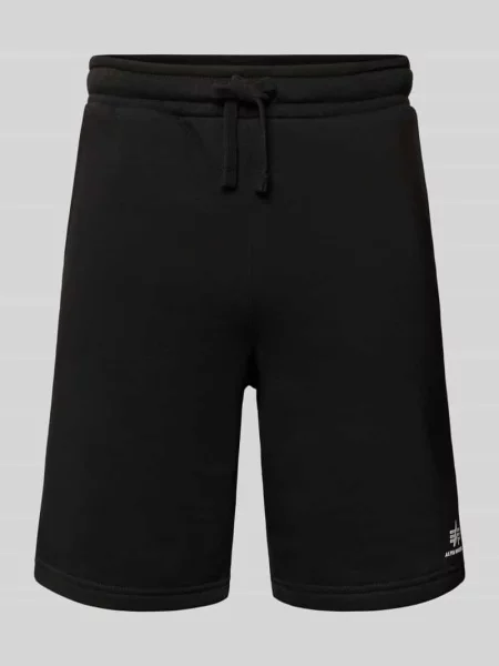 Szorty z dzianiny dresowej z elastycznym pasem i tunelem Alpha Industries czarne
