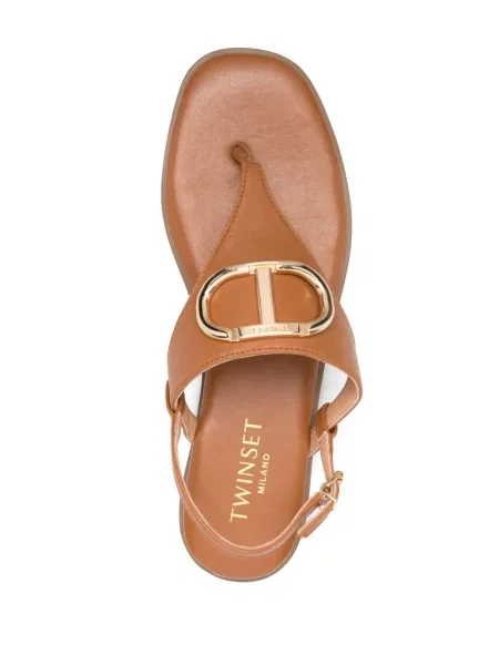 Sandale Twinset din piele maro