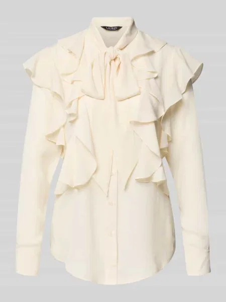 Bluzka o kroju regular fit z wiązaniem pod szyją i falbanami model ‘CHALON’ Lauren Ralph Lauren