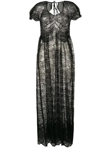 Rochie maxi Rabanne din dantelă de costum negru