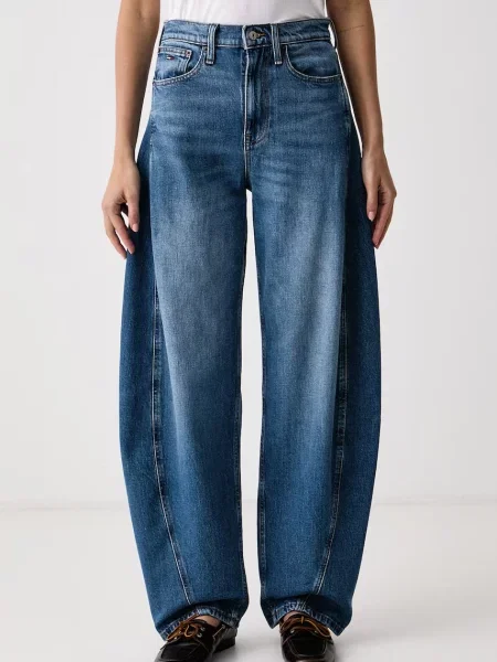Tommy Jeans blugi barrel pentru femei albastru