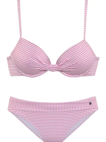 S.Oliver Costum de baie două piese roz deschis alb