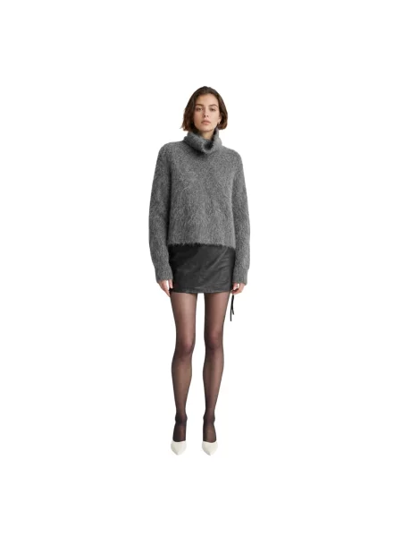 Lniany sweter z golfem 16arlington szary