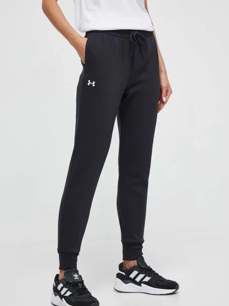 Under Armour pantaloni de trening negru neted alb