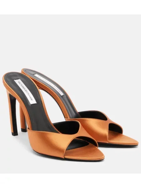 Papuci tip mules Victoria Beckham din satin portocaliu