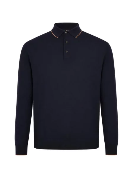 Lung tricou polo Kiton albastru