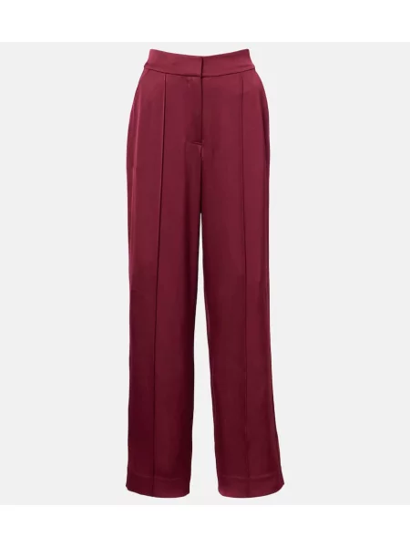 Satynowe spodnie Simkhai z wysoką talią bordowe