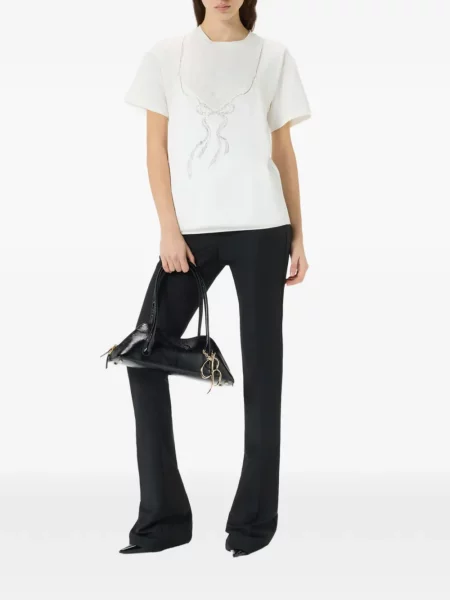 Tricou Blumarine cu funde din dantelă alb