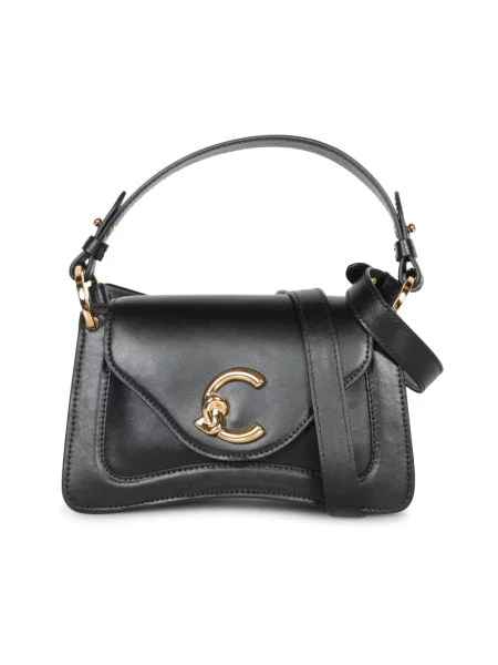 Torebka Coccinelle skórzana z kokardką czarna