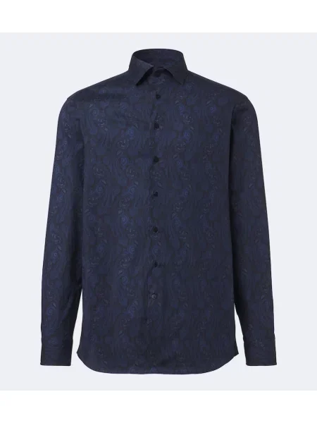 Cămașă Etro cu model paisley din poplin albastru