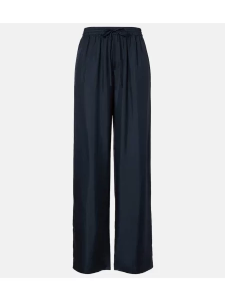 Pantaloni palazzo Róhe de mătase albastru