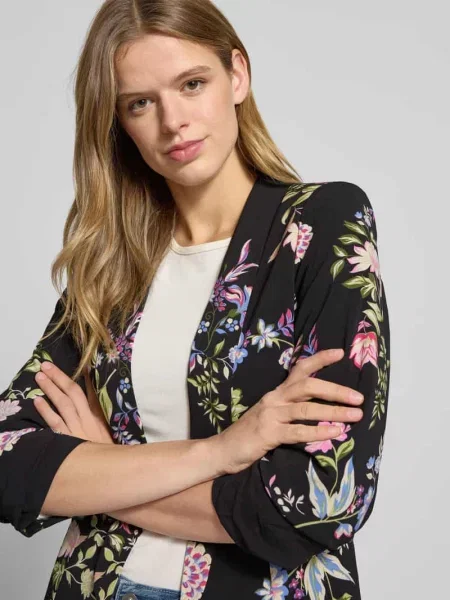 Długi żakiet o kroju regular fit z wzorem na całej powierzchni Model BOSELLA' Pieces czarna