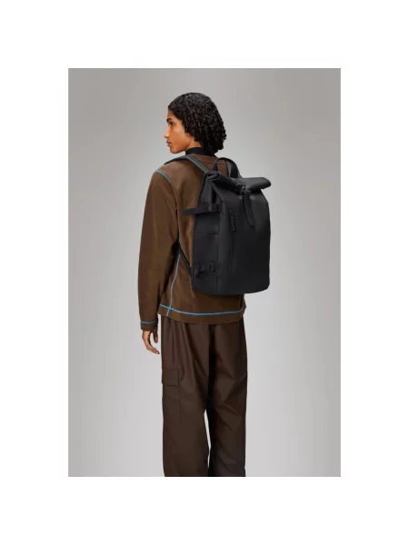Rains Rolltop Rucksack Large W3 Black Unisex Plecaki i torby Rains Size: One size czarny