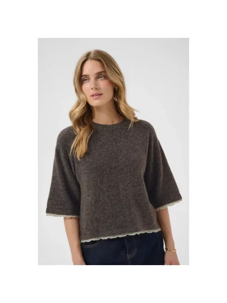 Sweter Cream wełniany brązowy