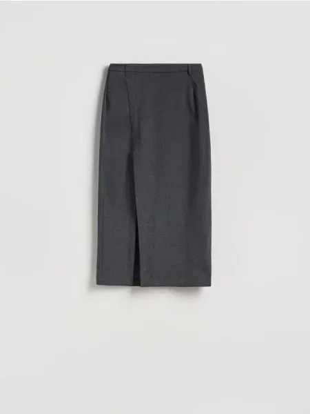 Reserved Fustă midi cu crăpătură gri-neutru gri