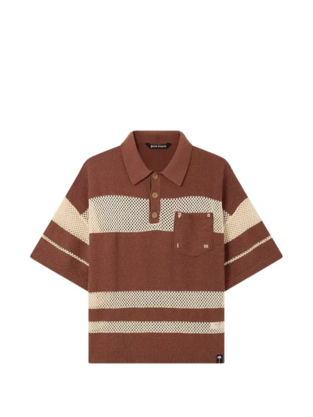 Tricou polo Palm Angels tricotate maro