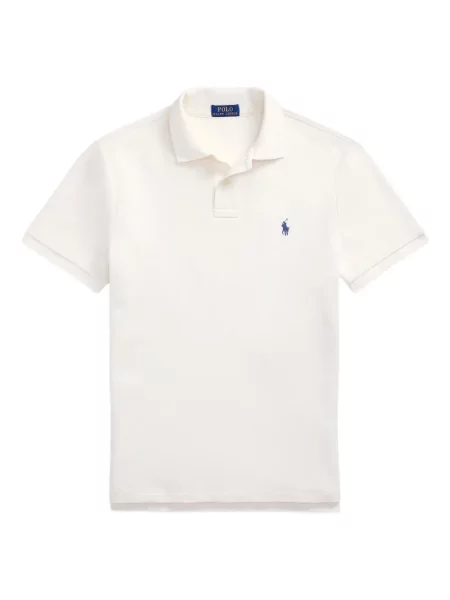 Карирана поло тениска Polo Ralph Lauren с принт поплин бяло