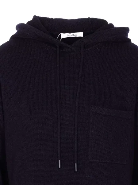 Pulover Max Mara cu glugă negru