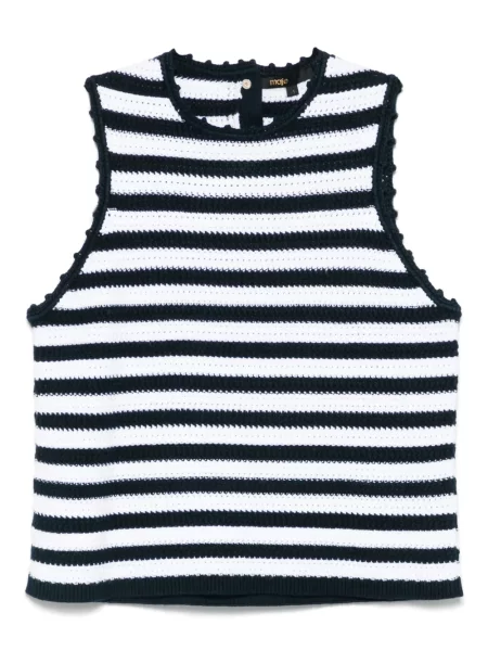 Top Maje cu dungi tricotate alb