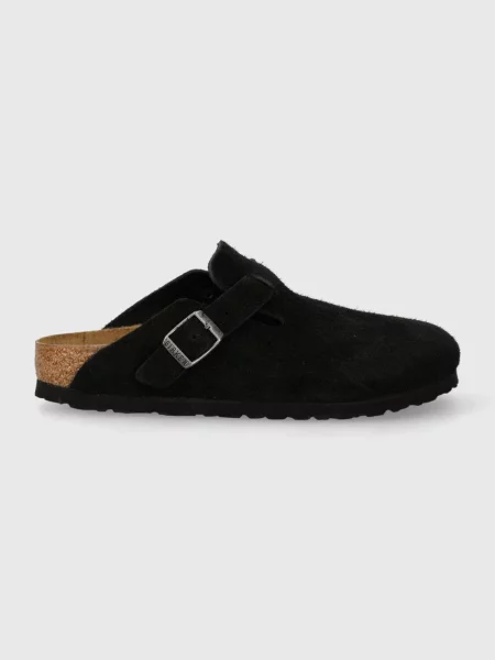 Birkenstock papuci din piele Boston negru
