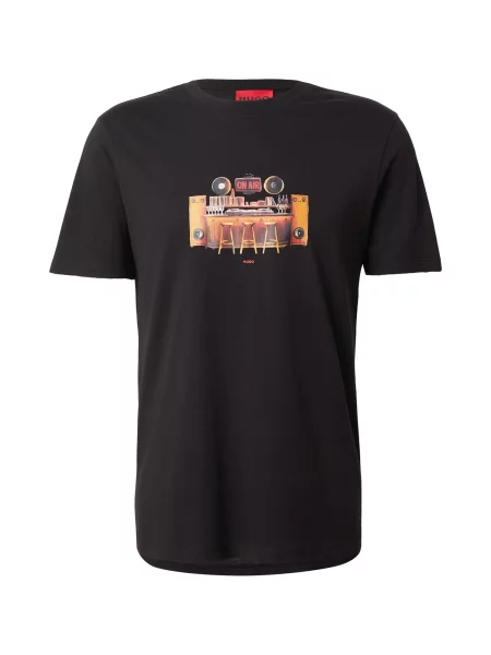 HUGO Tricou Durectee maro / maro pueblo / roșu negru