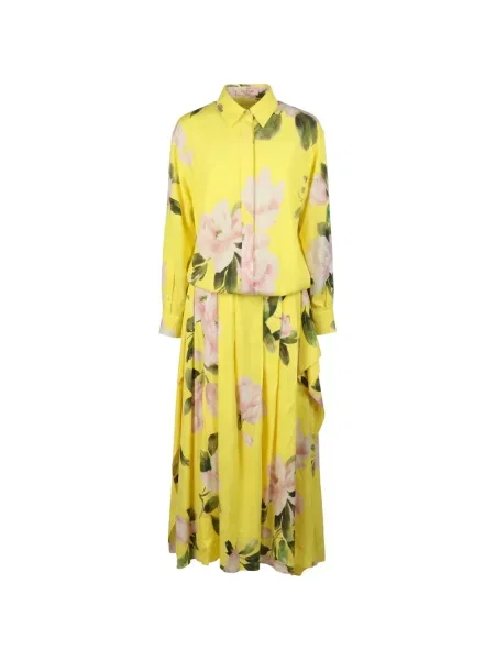 Rochie Valentino Garavani de mătase cu model floral cu imagine galben