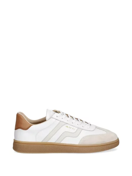 Sneakerși Gant cu șireturi din piele de căprioară alb