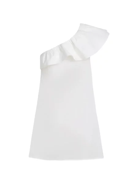 Rochie Karl Lagerfeld cu volane cu un umăr gol alb