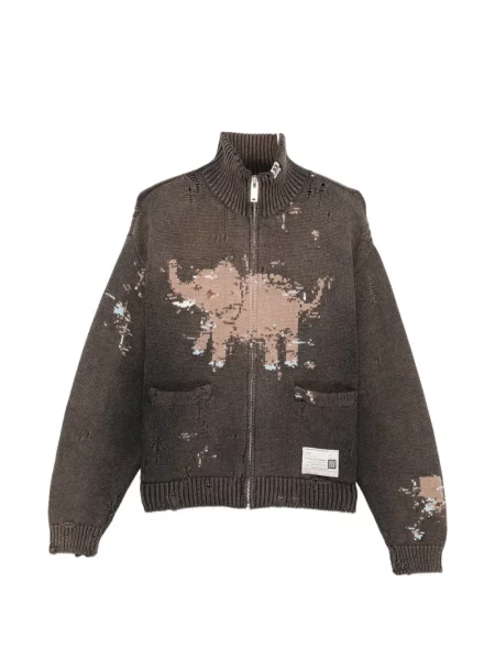 Cardigan Maison Mihara Yasuhiro din jacard gri
