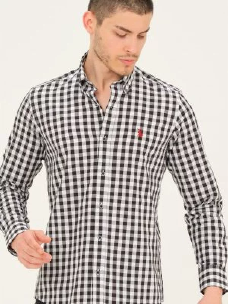 Karirasta srajca Dewberry siva