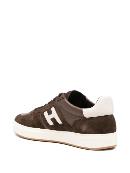 Sneakerși Hogan din piele de căprioară cu autograf maro