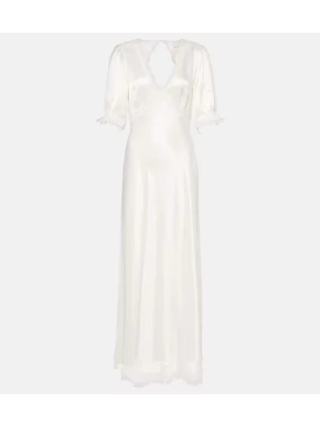 Rochie maxi Rixo din satin de costum alb