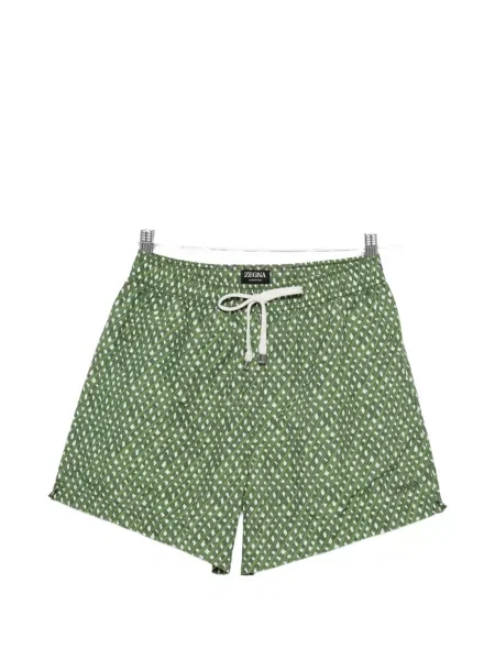 Slip de baie Zegna cu imagine cu imprimeu geometric verde