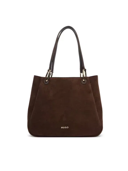 Geantă shopper Hugo din piele maro