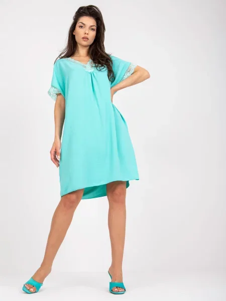 Rochie Fashionhunters cu decolteu în V de costum turcoaz