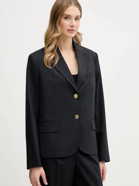 Suknjič z dodatkom volne Tommy Hilfiger mornarsko modra