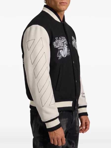 Geacă Off-white cu broderie alb