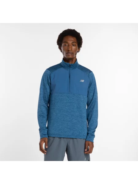 Mikina New Balance s dlouhými rukávy modrá