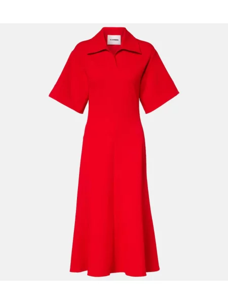 Rochie midi Jil Sander până la genunchi de costum roșu