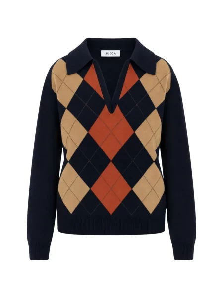Gulerat pulover Jucca cu model argyle albastru