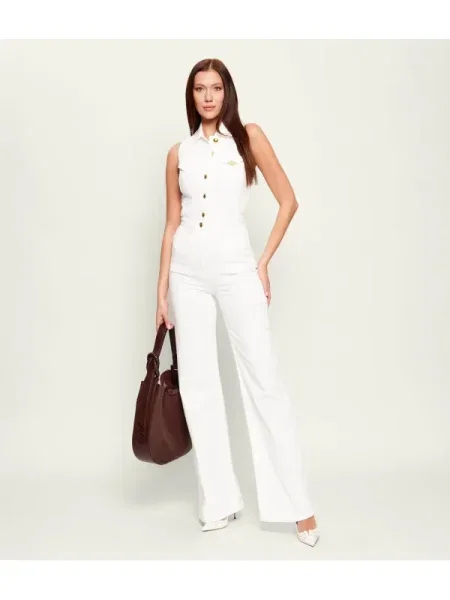 Elisabetta Franchi Denim salopetă alb