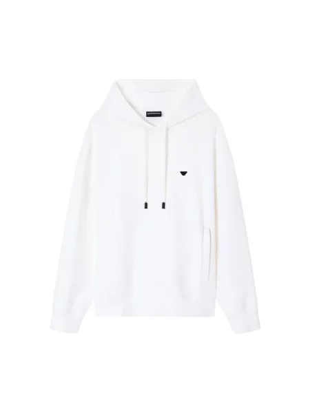 Bluza z kapturem Emporio Armani z kapturem z dżerseju biała