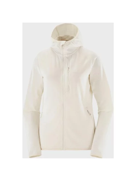 Polar z kapturem Salomon Essential Lightwarm Full Zip perłowy L biały